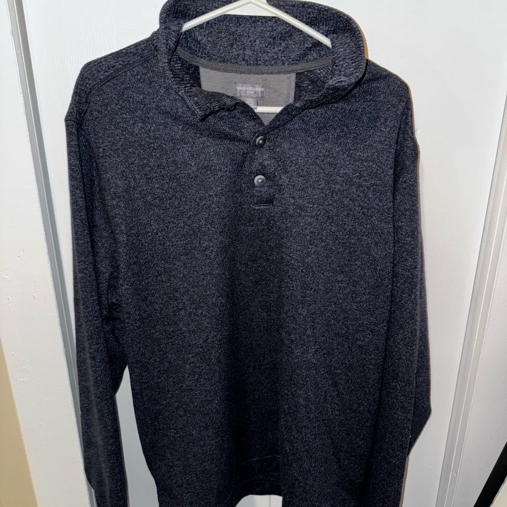 Van Heusen Black Sweater with Collared Neckline and Long Sleeves